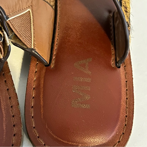 MIA leopard print genuine leather pony hair sandals size 6 spring summer beach - Picture 6 of 8